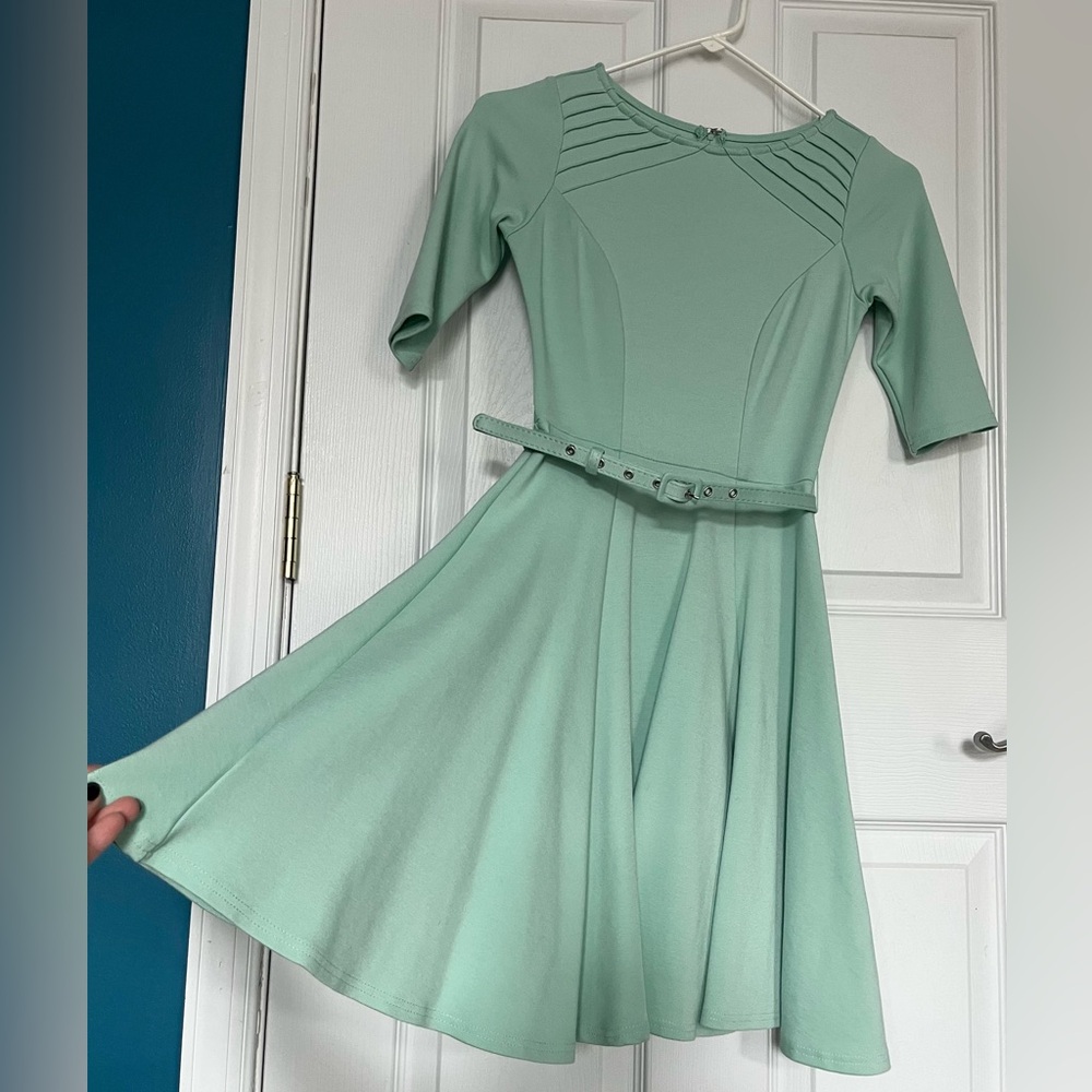 Unique Vintage Mint Green Fit-and-Flare Dress